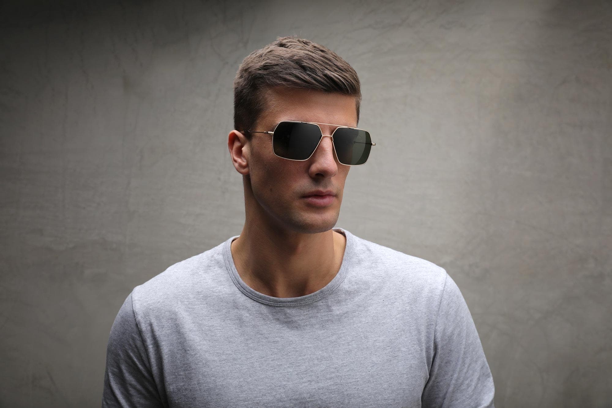 Large Gold stainless steel aviator wire sunglasses Banton Frameworks