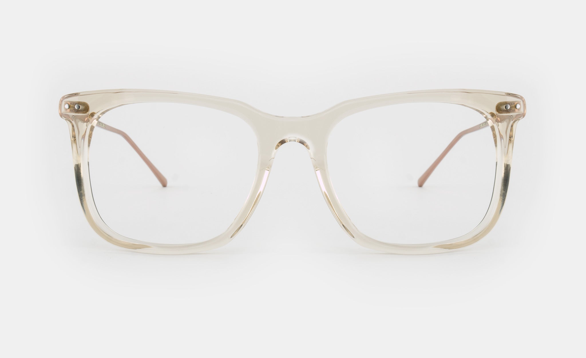 Large square nude eyeglasses frame