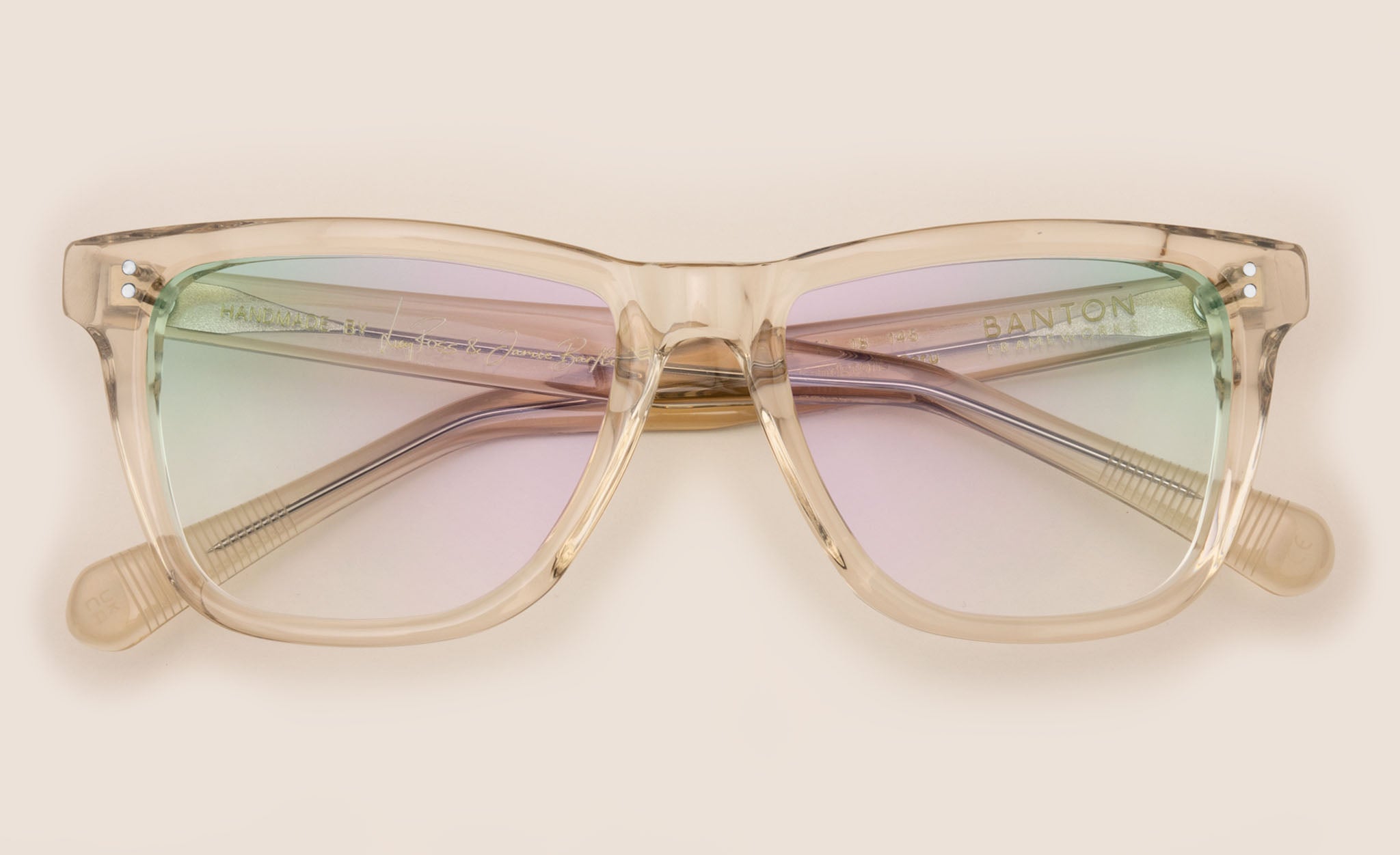 Front view of nude crystal eyeglasses frame