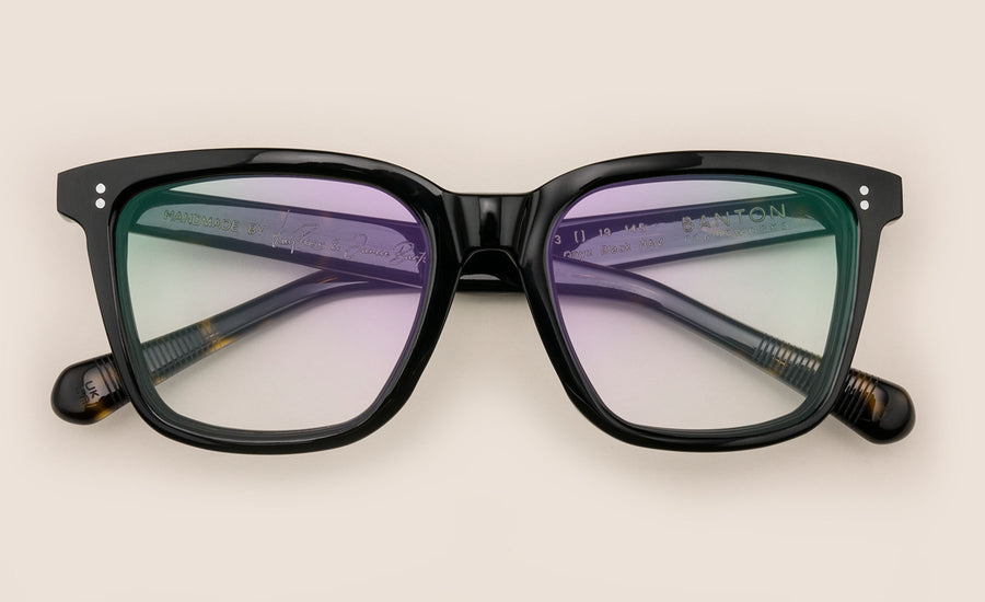Large Black Square Spectacles with Havana Temples