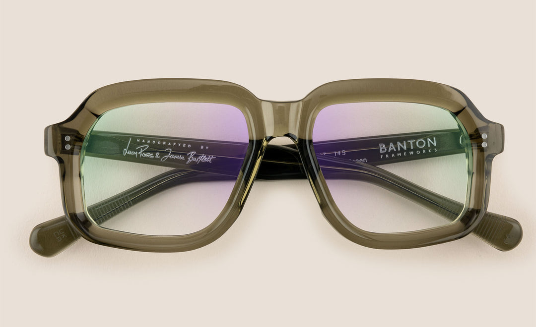 Square Crystal Green Glasses | Banton Frameworks
