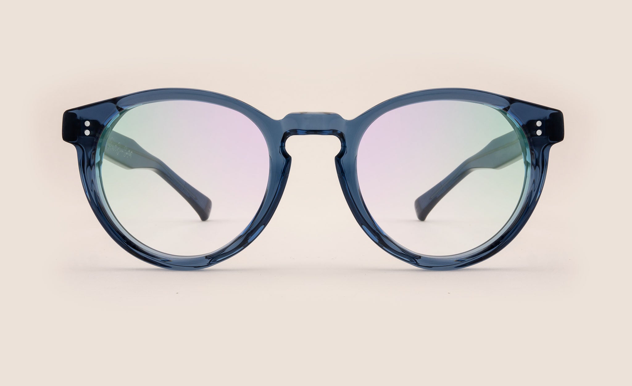 Round Blue Transparent Glasses | Banton Frameworks