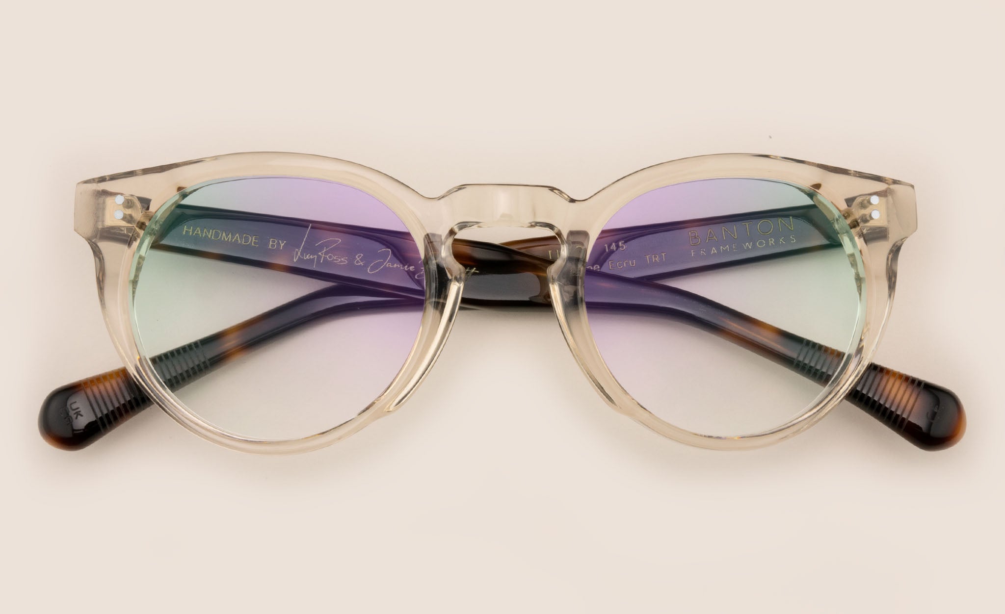 Round nude crystal eyeglasses frame