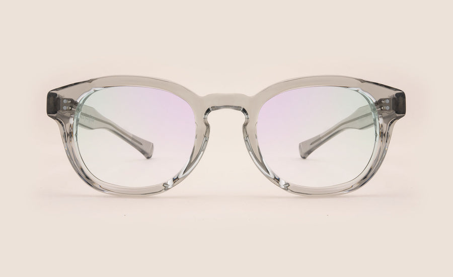 Transparent Light Grey Oval Spectacles Front Facer