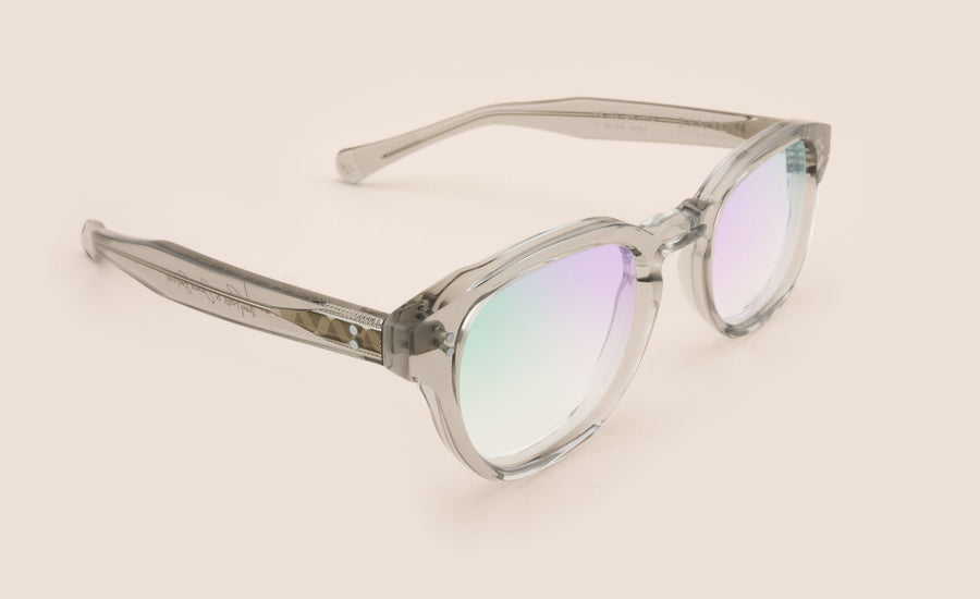 Transparent Light Grey Oval Spectacles Side View