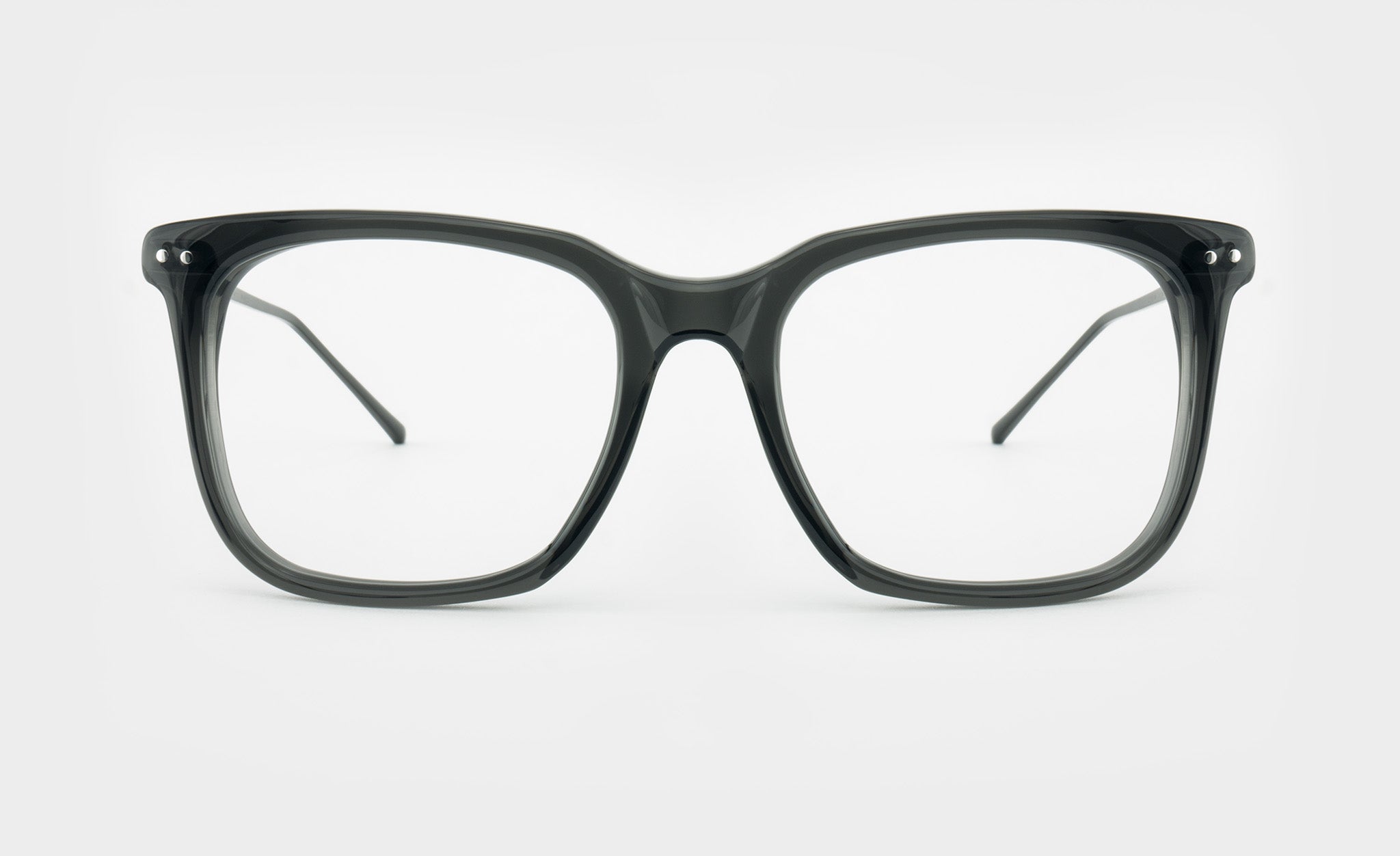 Large square grey glasses frame