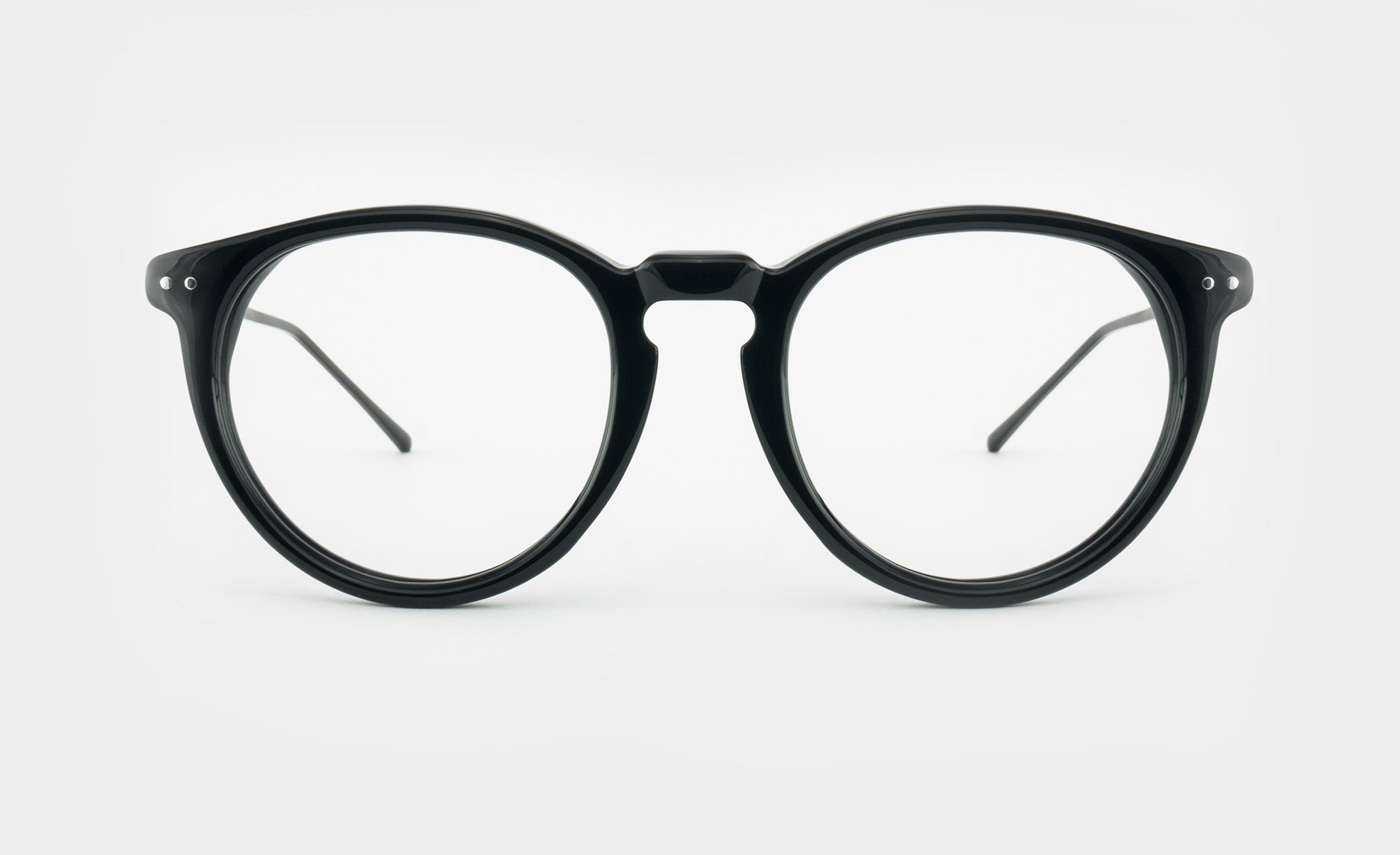 Round dark transparent grey eyeglasses frame