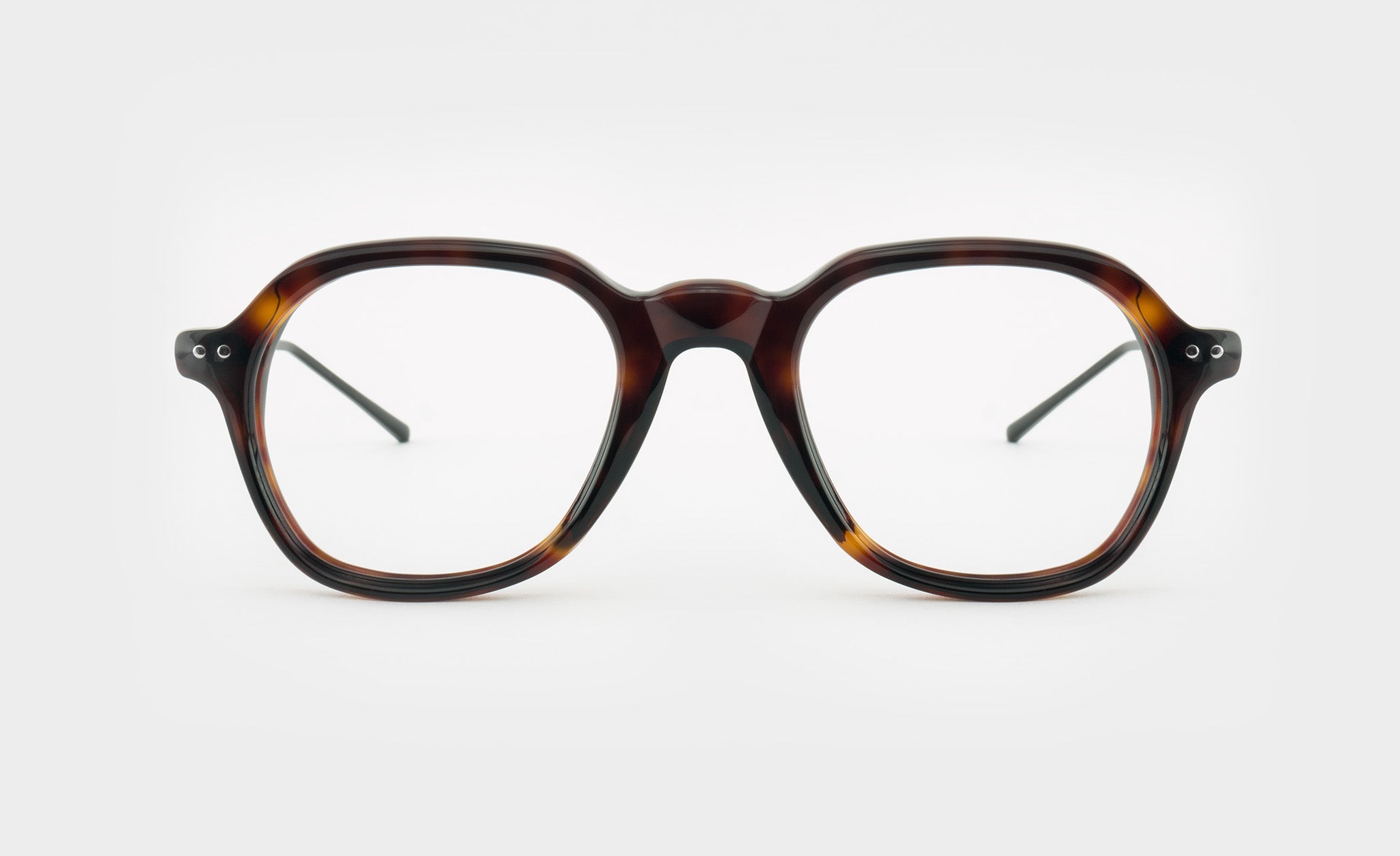 Front view of Havana pattern vintage eyeglasses frame